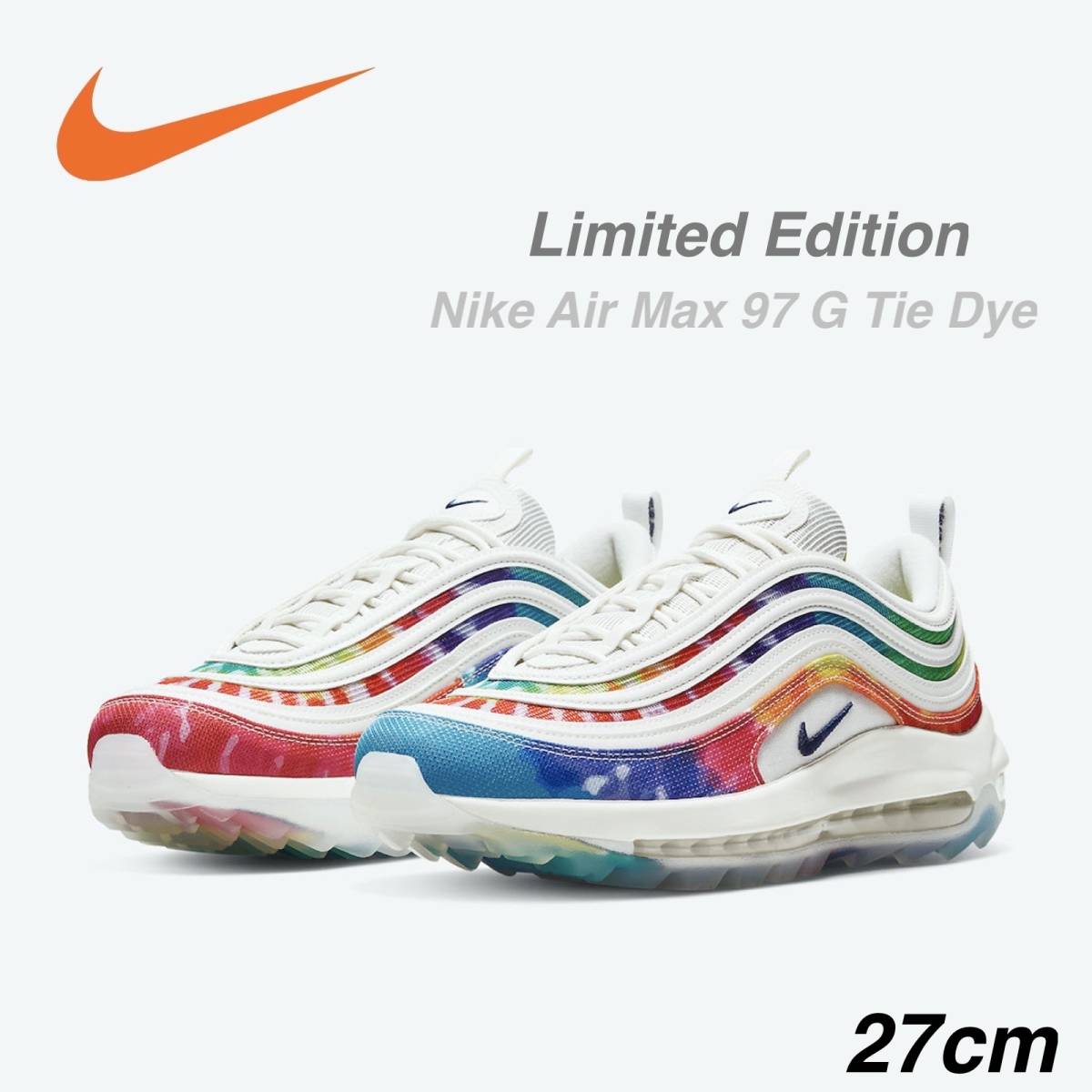 【27cm】★レインボースマッシュ！！新品★NIKE ナイキ エア マックス 97 G タイダイ NRG P ゴルフ AIR MAX TIE DYE 虹 バレット US9