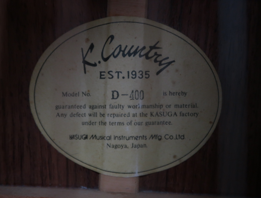 K.Country D-400 春日楽器 ハードケース付き アコギ アコースティック