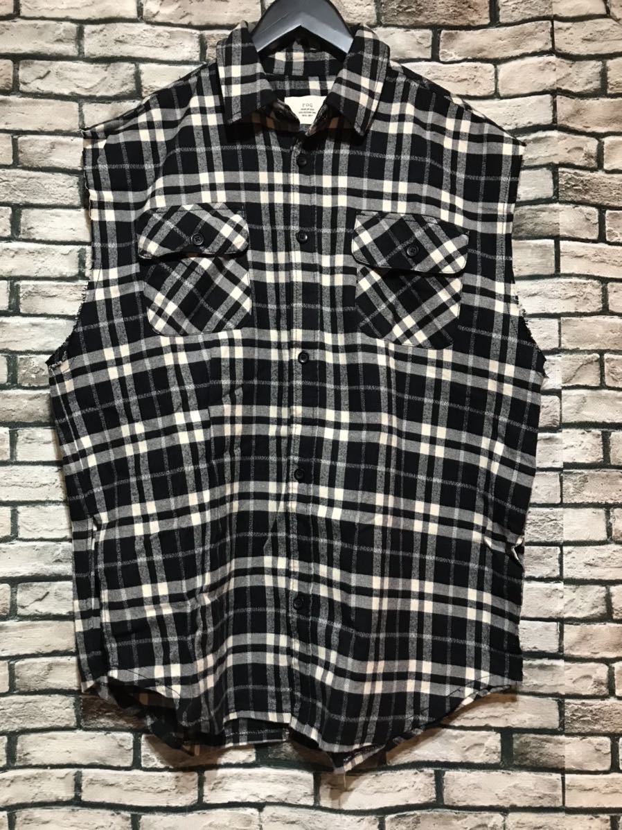 極美品☆FOG フォグ☆SLEEVELESS FLANNEL SHIRT スリーブレス 