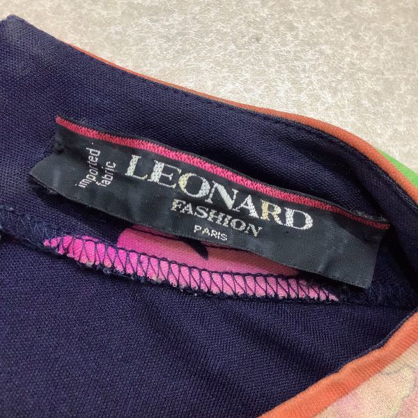 美色美品 LEONARD 花柄シャツ ブラウス 金ボタン レオナール 44