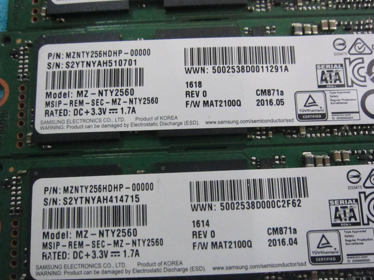 S-10198★SSD/(SAMSUNG)/ M.2 /(256GB)/5個セット/データ消去済み Samsung M.2 1TB MZNLF128HCHP-000H1 NGFF x4