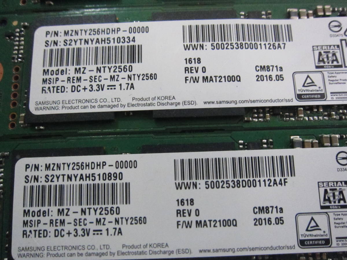 S-10198★SSD/(SAMSUNG)/ M.2 /(256GB)/5個セット/データ消去済み Samsung M.2 1TB MZNLF128HCHP-000H1 NGFF x4