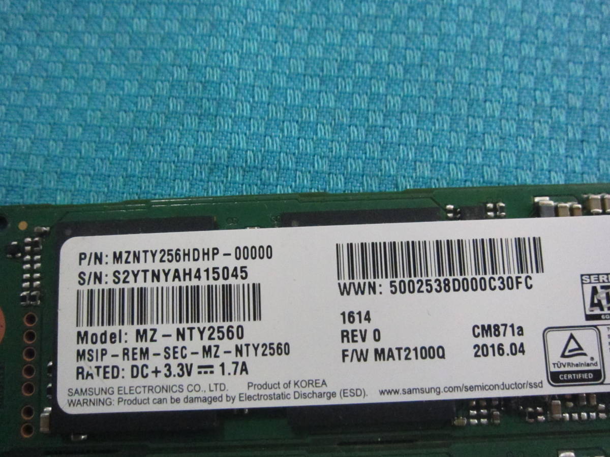 S-10198★SSD/(SAMSUNG)/ M.2 /(256GB)/5個セット/データ消去済み Samsung M.2 1TB MZNLF128HCHP-000H1 NGFF x4