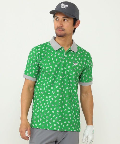 試着のみ】BEAMS GOLF ORANGE LABEL / 筆 LOGO ポロシャツ ビームス
