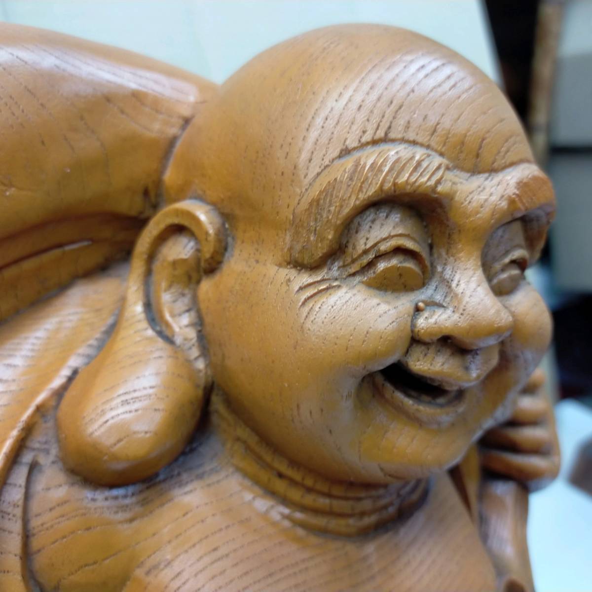 ZZ03 布袋様 布袋尊 宝袋尊 七福神 置物 木彫り 彫刻 飾り物 縁起物