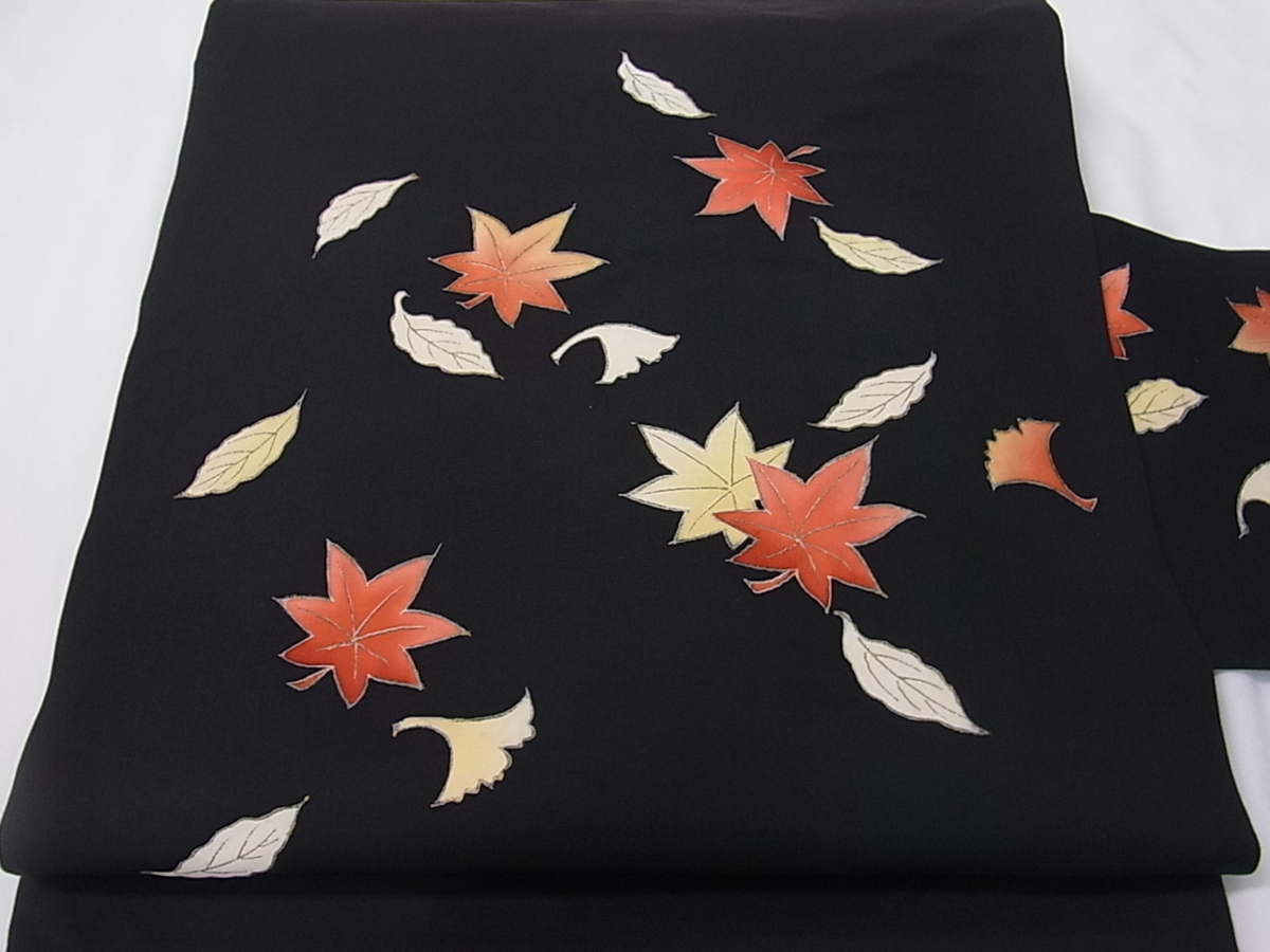 平和屋着物■塩瀬　九寸名古屋帯　吹寄せ文　黒地　逸品　km682