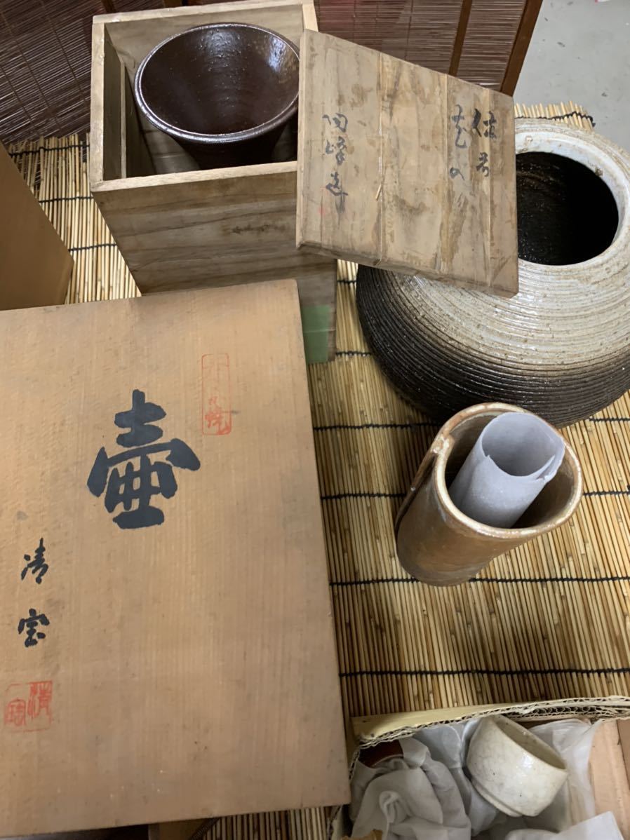 九谷焼 壺 花瓶 花器 松 陶器 13号花瓶 吉田屋 鶴 栄峰造アンティーク