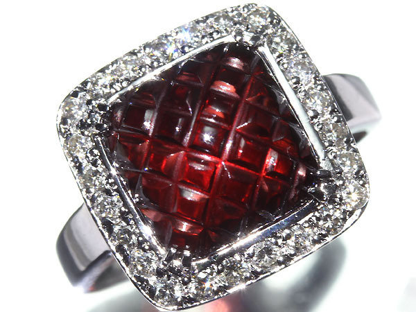 4376S【1円～】新品【RK宝石】《garnet》 豪華絢爛!!! 極上ガーネット 大粒6.91ct 極上ダイヤモンド K18WG 高級リング