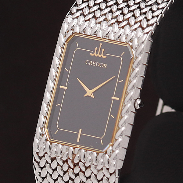 1円◎稼働◎良品【SEIKO/セイコー】クレドール 2F70-5330 黒文字盤 QZ