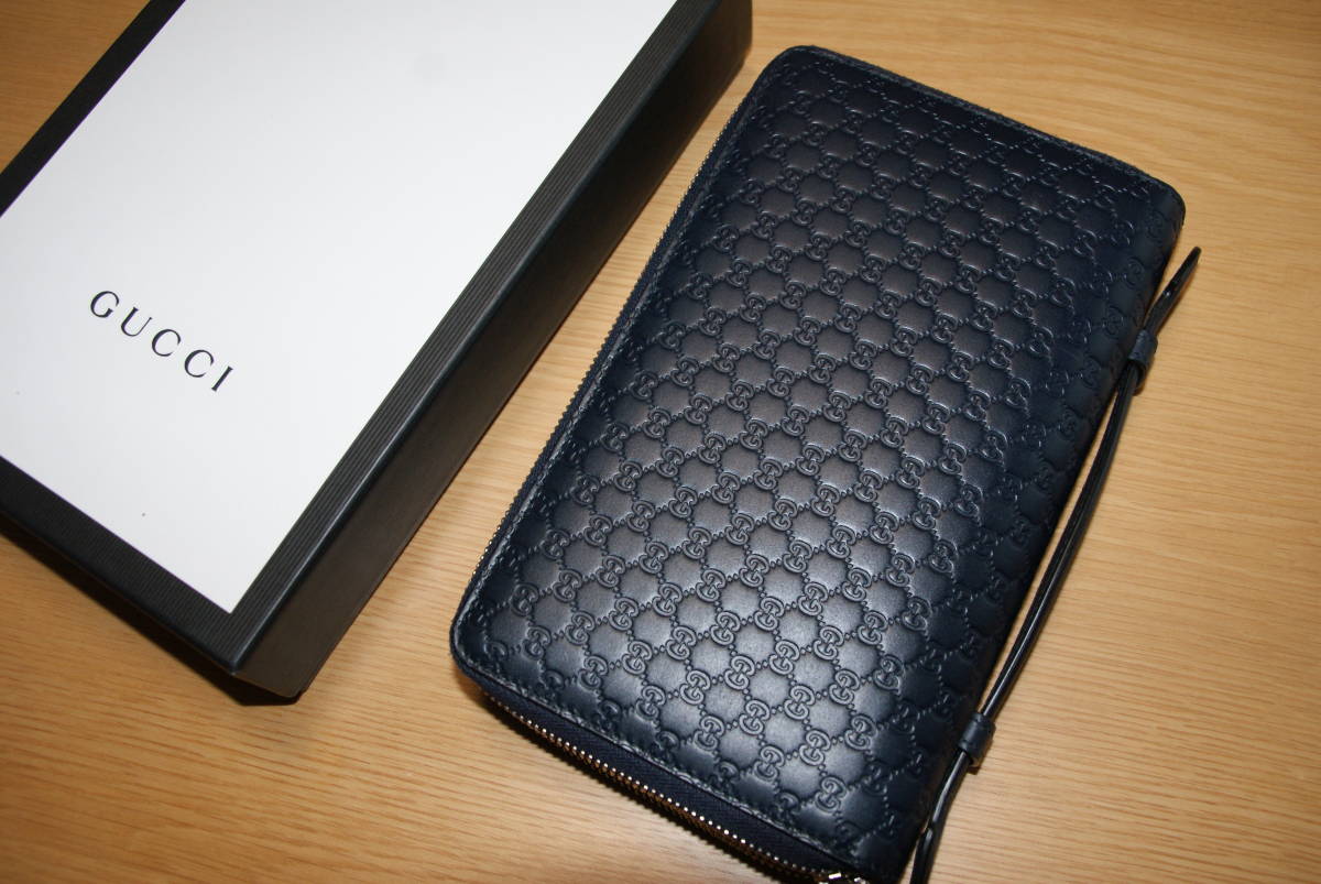 グッチ GUCCI 財布 レザー マイクログッチシマ ハンドル付き ダブル 