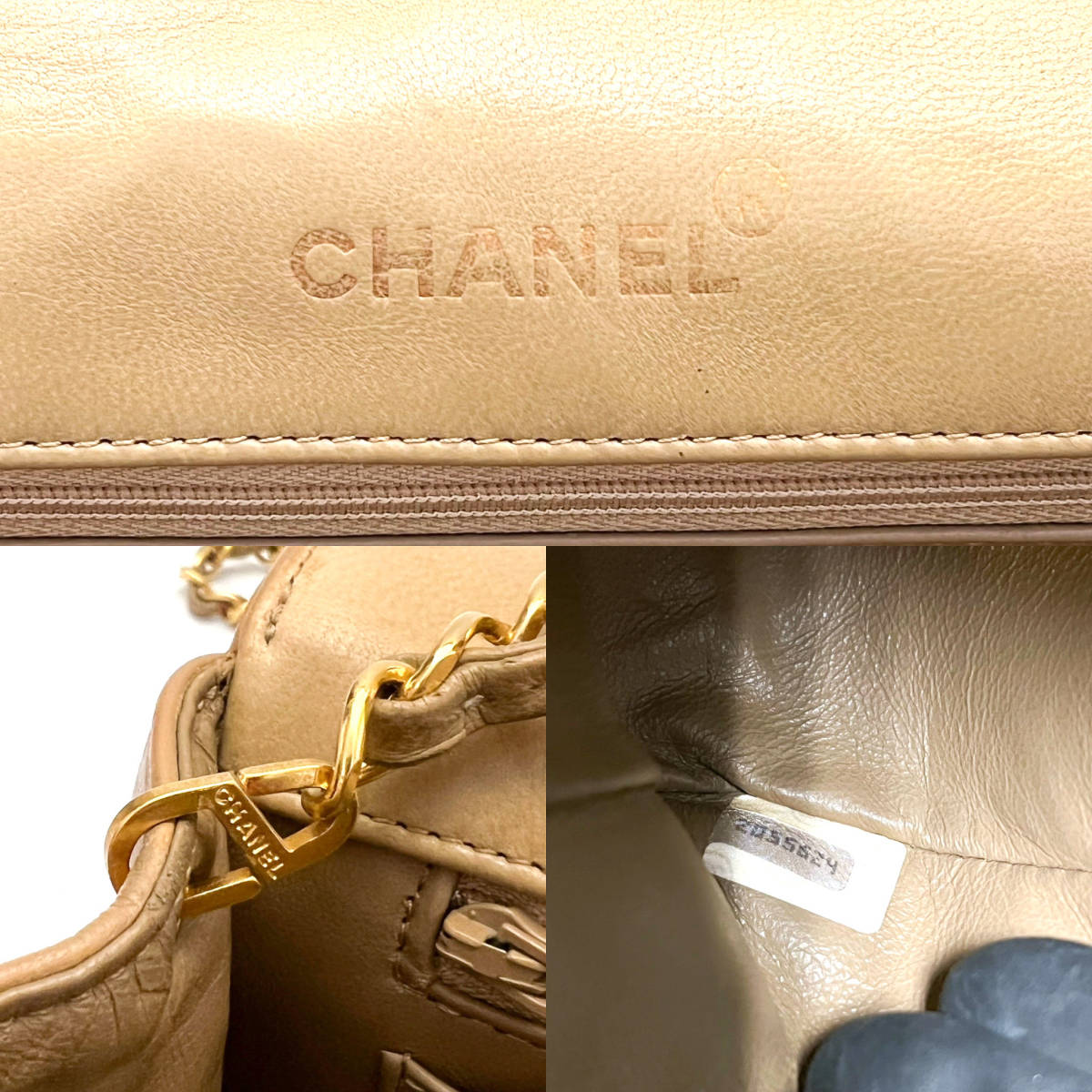 o46◇超美品◇ シャネル CHANEL ラムスキン マトラッセ 25 シングル