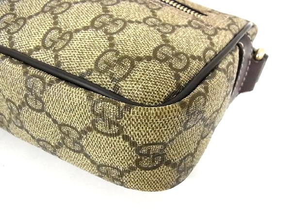 1円 ■美品■ GUCCI グッチ PVC×レザー ショルダーバッグ 肩掛け 斜め掛け レディース ベージュ系×ダークブラウン系 T6392Bh グッチ GUCCI PVC 1円～良品 233268・525040 GGプラス