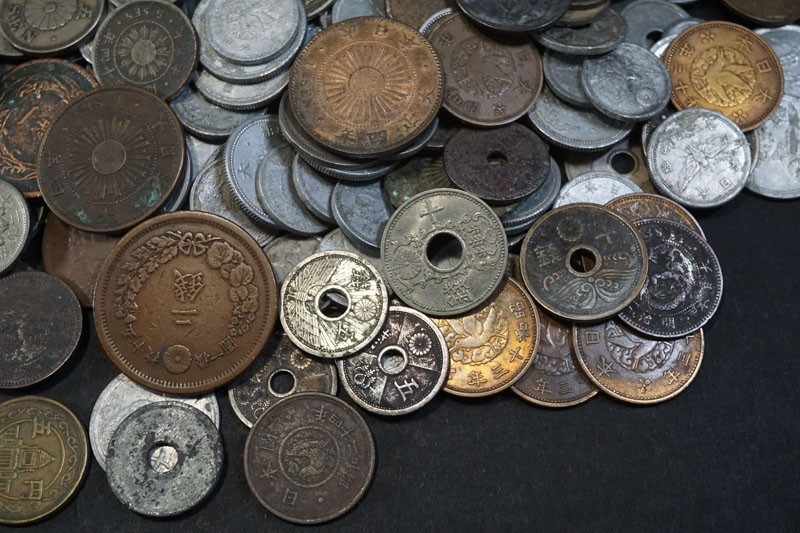 606)日本古銭 未選別 ウブ品 うぶだし 蔵出し 985g 近代貨幣2銭銅貨竜1