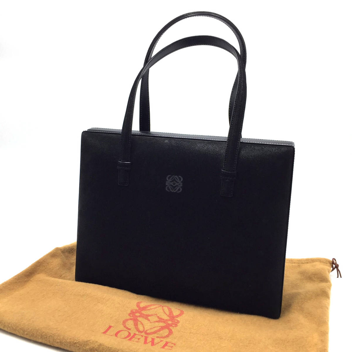 ☆1円~LOEWE ロエベ ヴィンテージ ハンドバッグ レザー×スエード系 ブラック×ゴールド 管1119