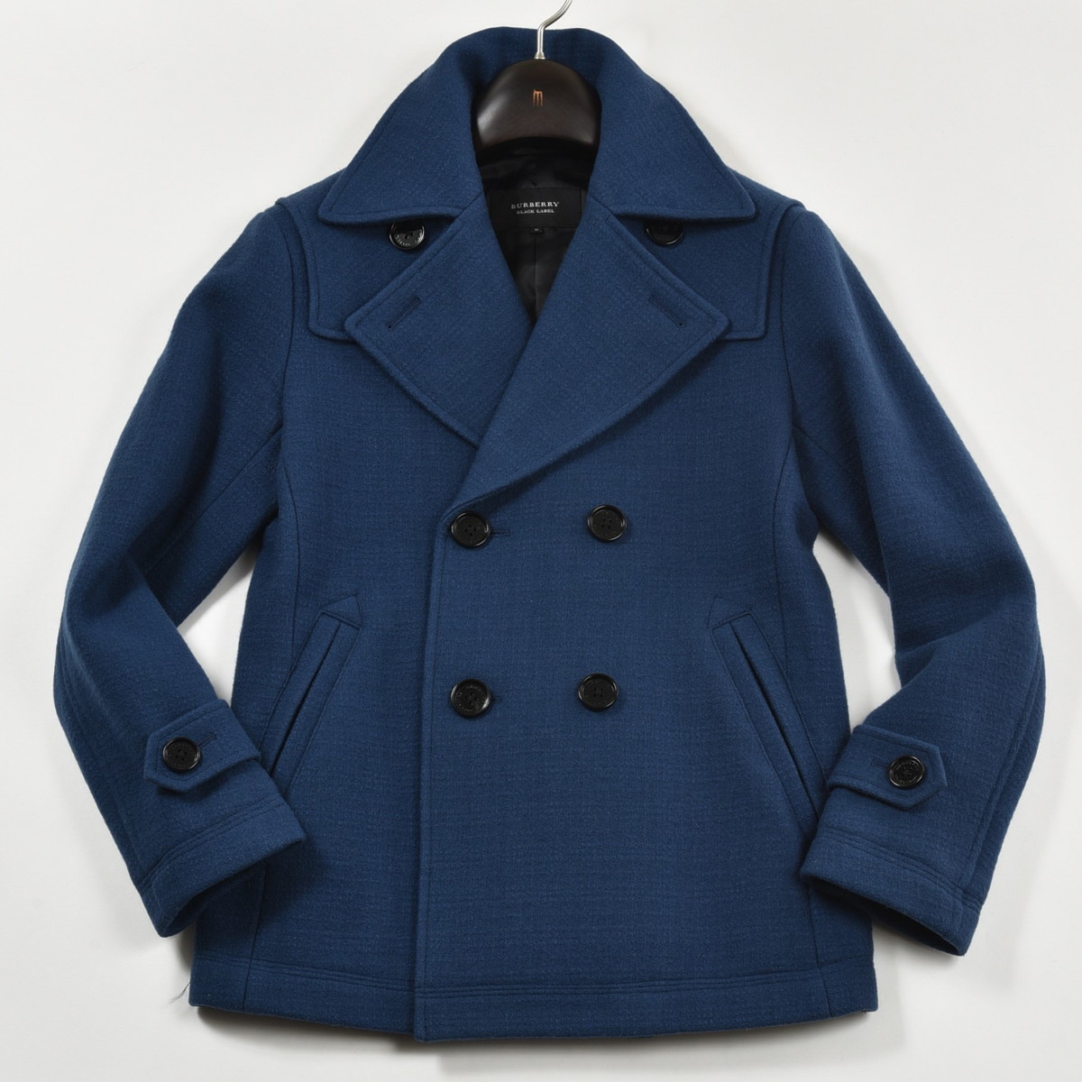 BURBERRY BLACK LABEL Pコート ウール ブルー M BURBERRY BLACK LABEL バーバリー ブラックレーベル｜スタイリッシュな