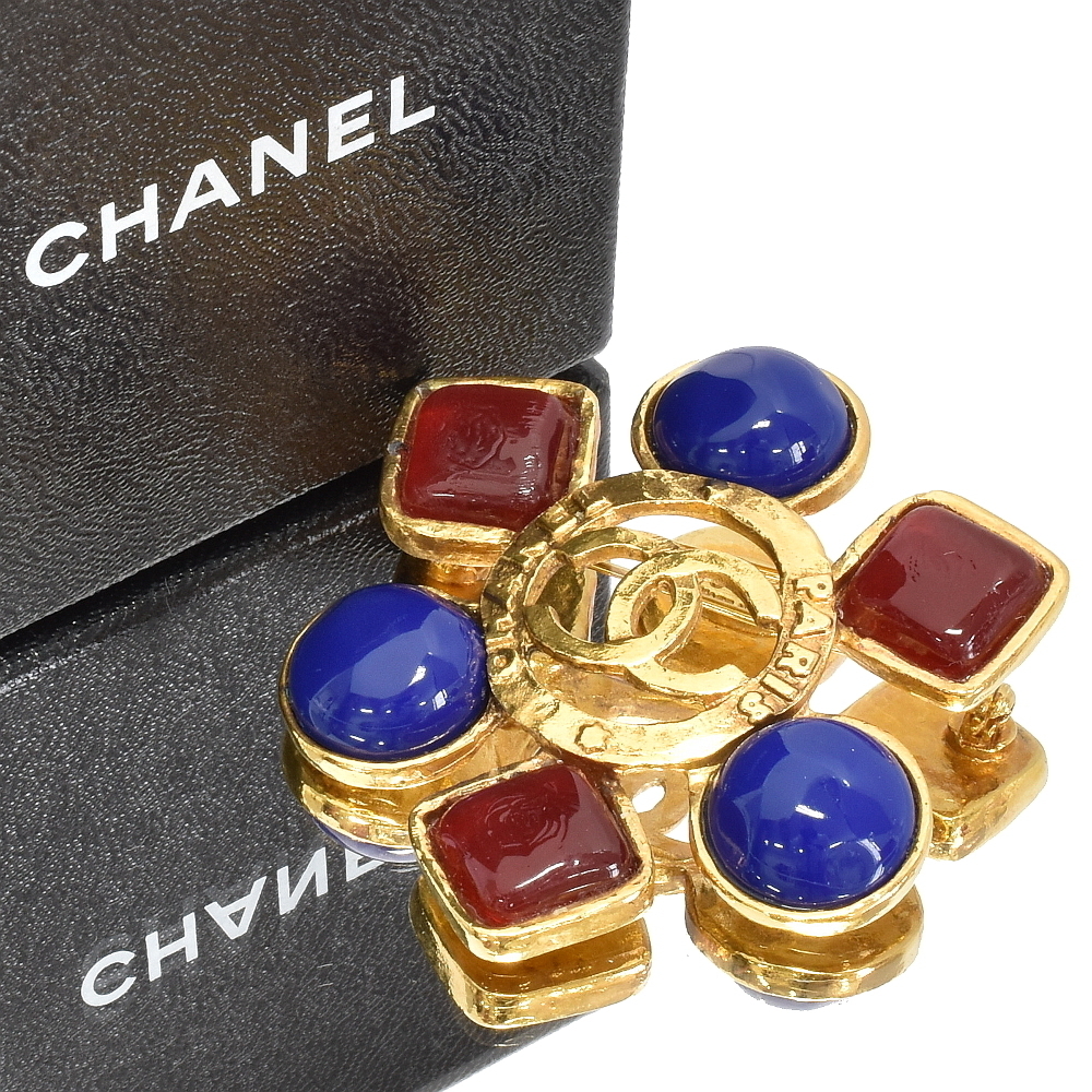 CHANEL シャネル ココマーク カラーストーン ヴィンテージ ブローチ