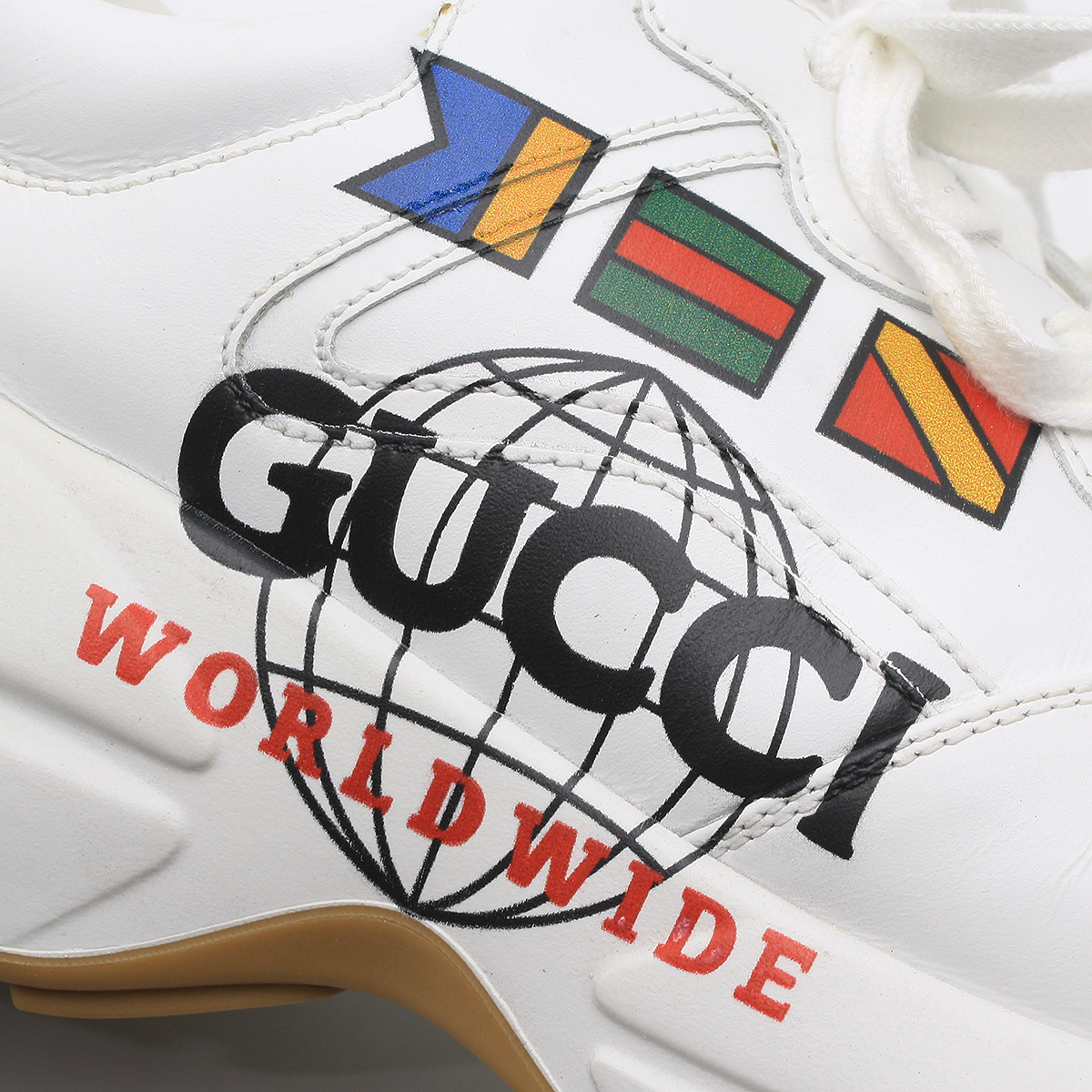 ☆R1837 未使用!! グッチ WORLDWIDE ライトン ロゴ レザー スニーカー  