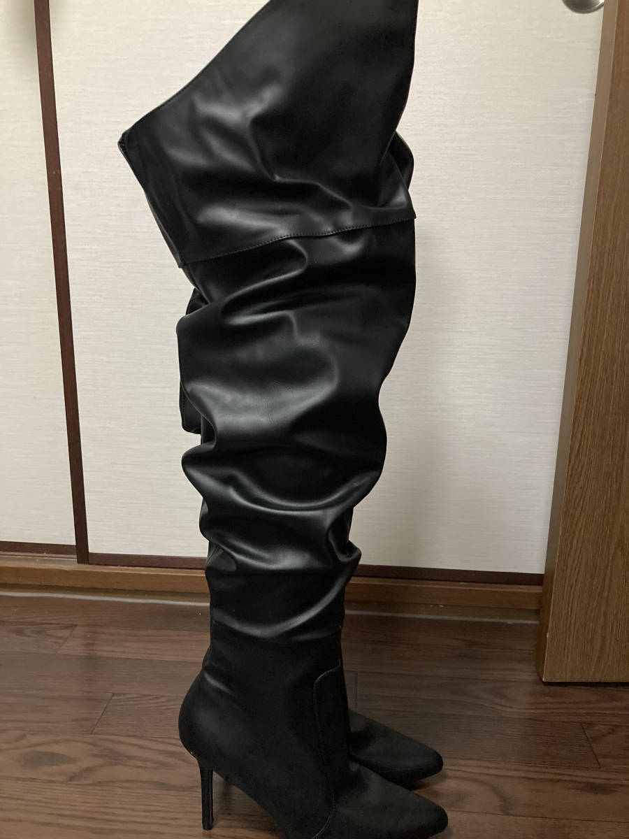 Pleaser ニーハイ サイハイブーツ くしゅくしゅ ブラック黒 11 大きいサイズ Classique 3011 ニーハイブーツ 売買されたオークション情報 Yahooの商品情報をアーカイブ公開 オークファン Aucfan Com