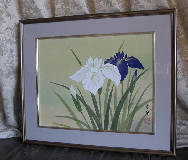 日本画 絵画 田中芳園 菖蒲 新品 F6号 style=width:100%; 日展