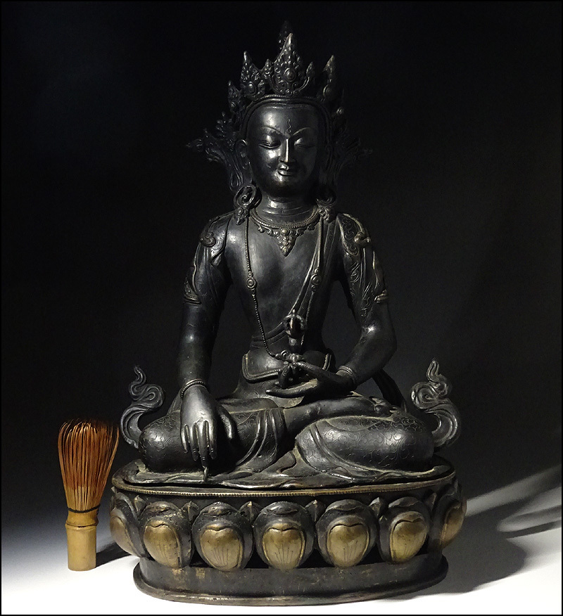緑屋i□ 中国古玩 銅製 大型 チベット仏 観音菩薩像 仏像 高約44.5cm