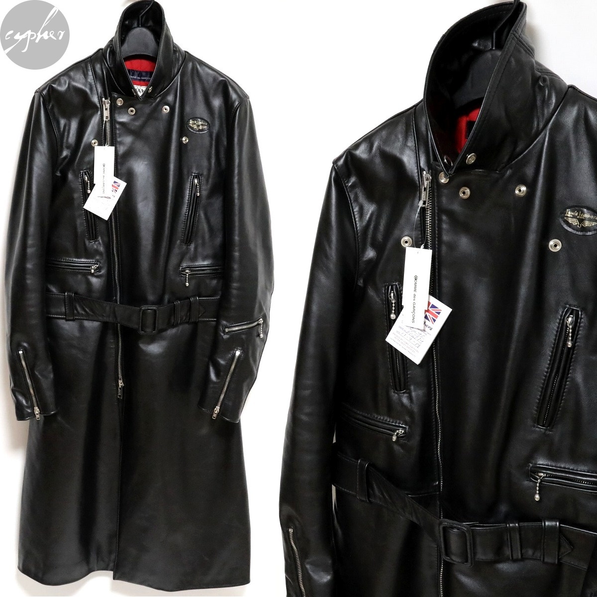38 新品 21AW コムデギャルソン × ルイスレザー ライトニング タイト