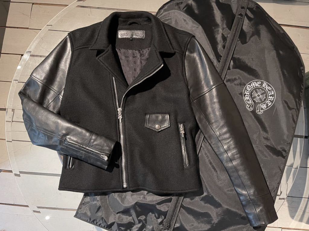 クロムハーツ Chrome Hearts カシミヤ 袖 レザー クリティン