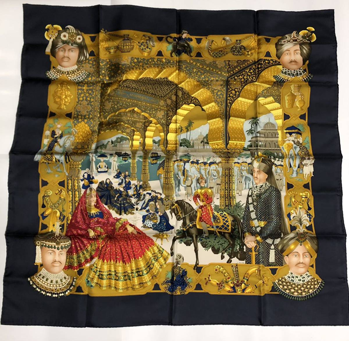 超美品 希少 HERMES MAHARAJAS スカーフ カレ90 シルク100% エルメス 