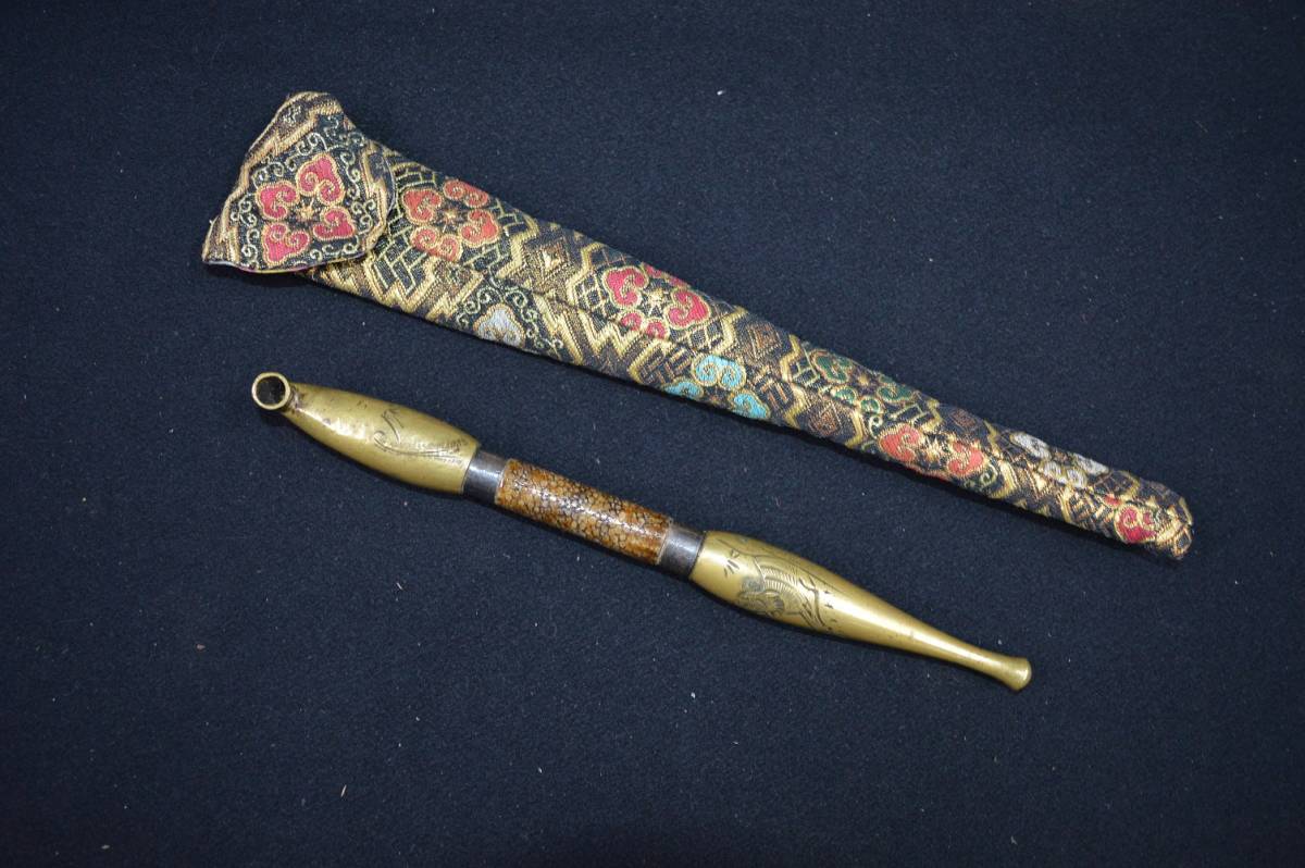 大珍品 喧嘩キセル型仕込み 煙管 喧嘩煙管 剣仕込み 両刃 鮫皮研ぎ出し