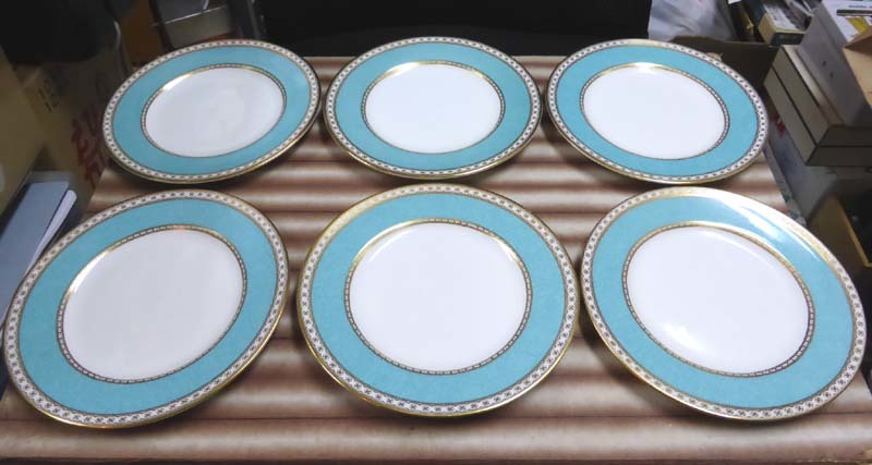 ウェッジウッド ユーランダー WEDGWOOD ULANDER カップ&amp;ソーサー スープカップ＆ソーサー WEDGWOOD ウェッジウッド ユーランダーパウダー ターコイズ ULANDER 中皿 デザートプレート W1503 直径17.8cm×高さ1.5cm 6枚 綺麗です