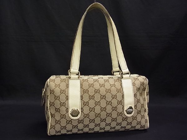 1円 □美品□ GUCCI グッチ 152457 002122 GGキャンバス×レザー 1円 □美品□ GUCCI グッチ 152457 002122 GGキャンバス×レザー