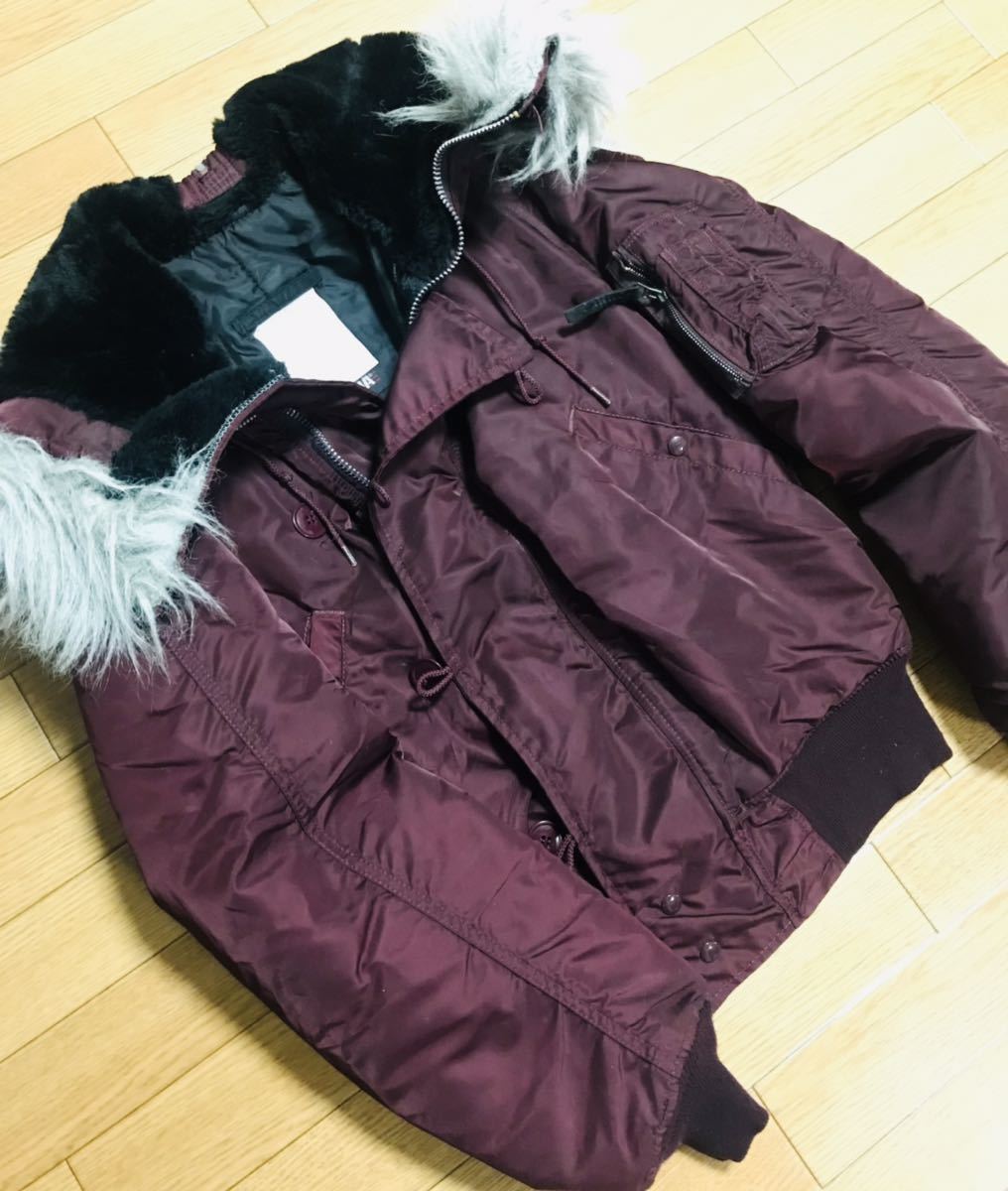 ALPHA INDUSTRIES N-2B フライトジャケット アルファ 米国製 MADE IN USA ワインレッド 中古 