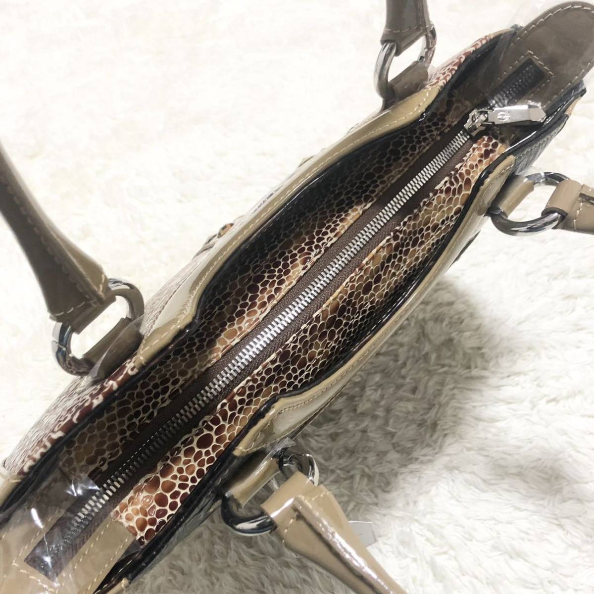 新品 ミケランジェロ クロコ型押し ハンドバッグ トートバッグ 肩掛け 
