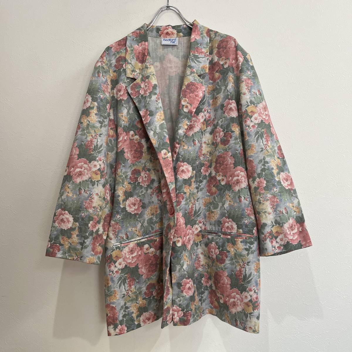 ビンテージ bedford fair デザイン 総柄 花柄 テーラード ジャケット 