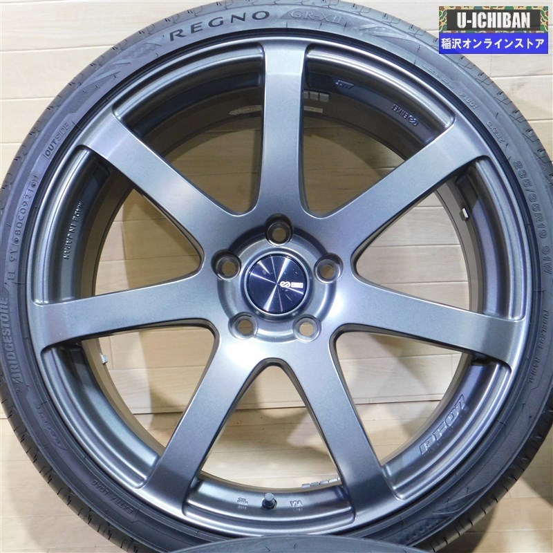 良品 エンケイ PF-07 19インチ 8-19+45 5H114.3 ブリヂストン レグノ GR-XⅡ 235/35R19 2021年製 タイヤホイールセット 1台分 009