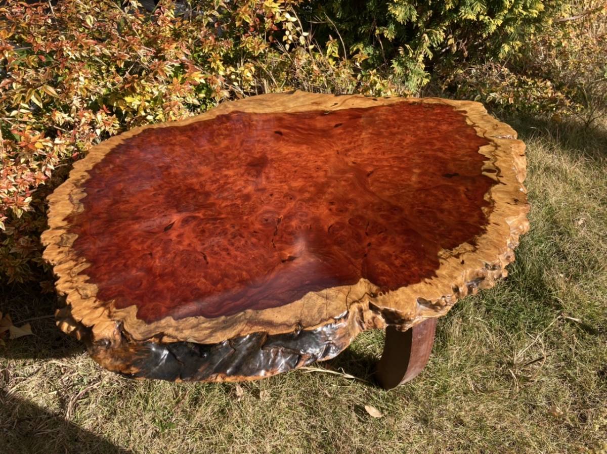 希少】花梨瘤 一枚板 座卓 高級テーブル 大型 希少】花梨瘤 一枚