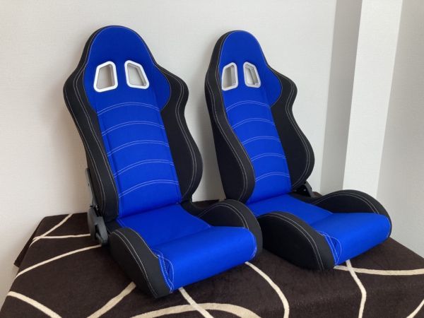 即納 限定 S-LINE セミバケットシート リクライングシート 青 左右 