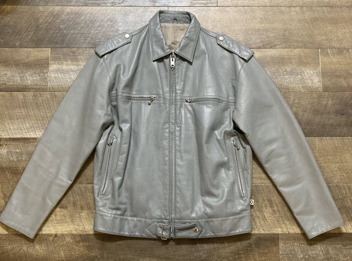 FINESSE GOODENOUGH シングル レザー ジャケット グレー L 藤原ヒロシ 
