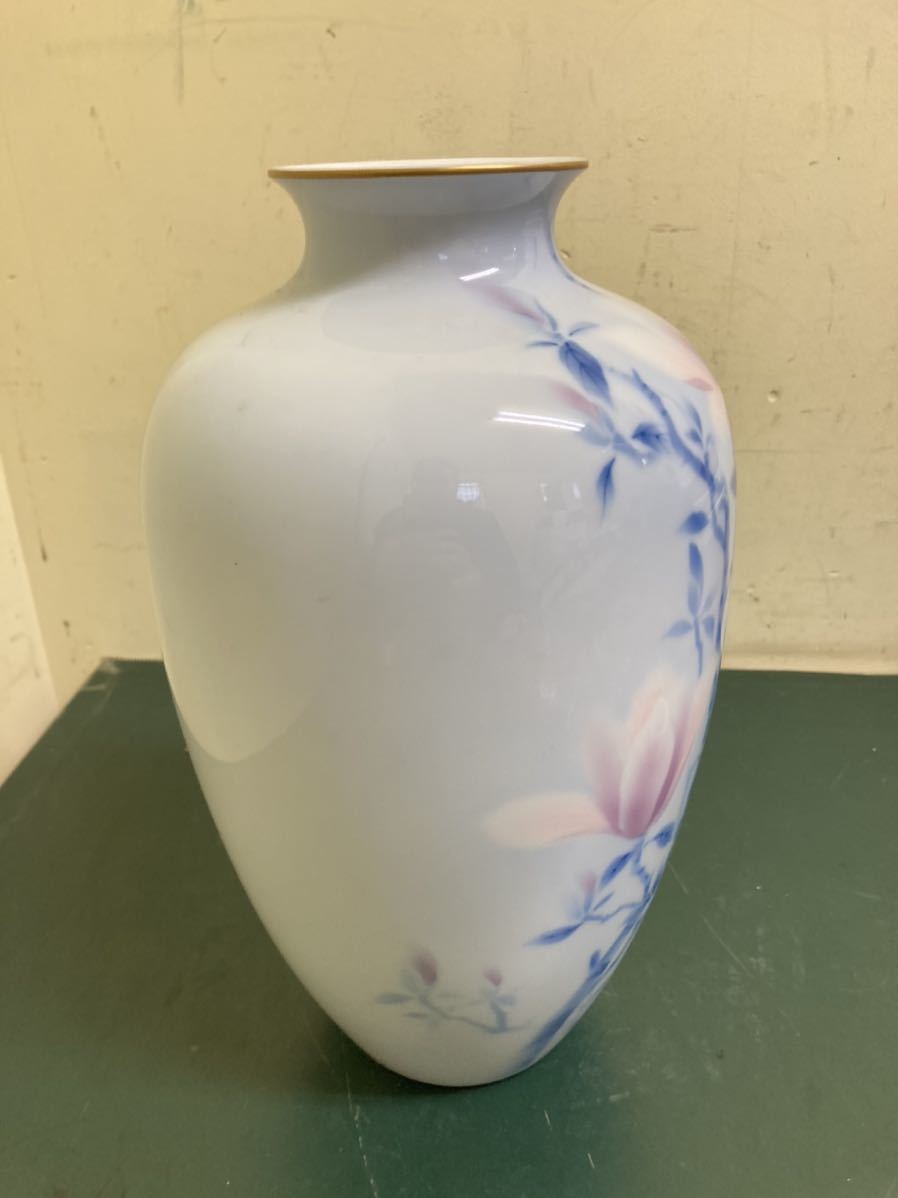A1318-2/有田焼/深川製磁/染錦花鳥図花瓶/花器/花入/華道具/飾壷/ A1318-2/有田焼/深川製磁/染錦花鳥図花瓶/花器/花入/華道具/飾壷