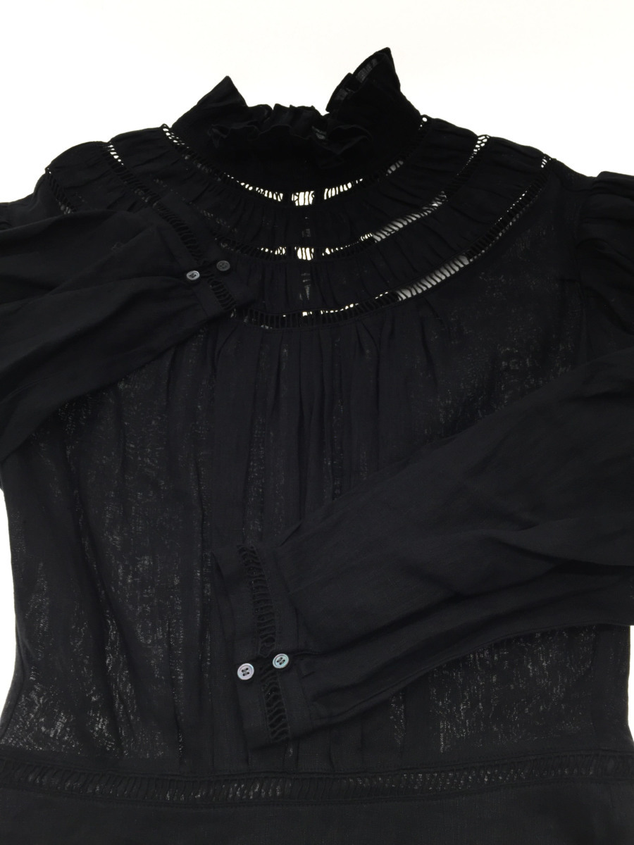 ISABEL MARANT ETOILE◆Albane Handkerchief Hem Linen Dress/34/BLK/ロングワンピース Marant | MARANT リネンワンピース ALBANE Garmentory