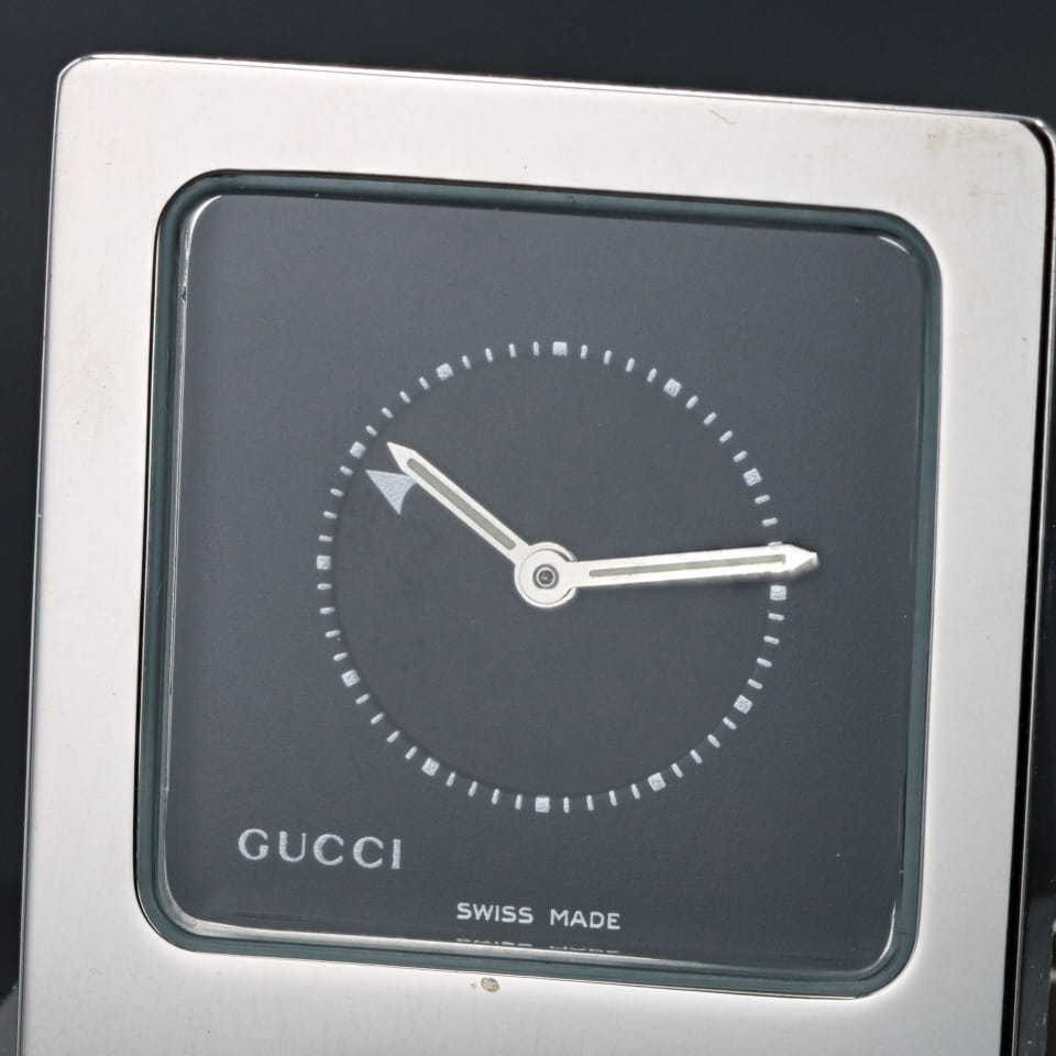 GUCCI グッチ トラベルクロック 置時計 0830 SS QZ ブラックダイアル
