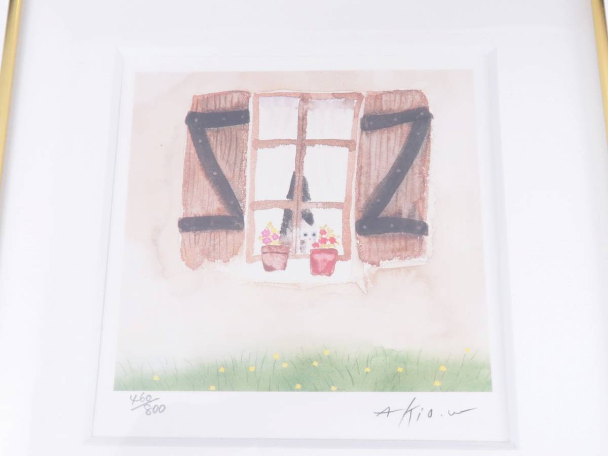 渡辺あきお 額装 希少！渡辺あきおさんの版画『思いの一瞬