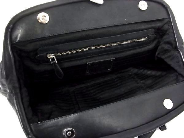 1円 PRADA プラダ BR3893 レザー シルバー金具 トートバッグ ショルダーバッグ 肩掛けかばん レディース メンズ ブラック系 V2960bオ PRADA プラダ レザー スタッズ エレクトラ サフィアーノ