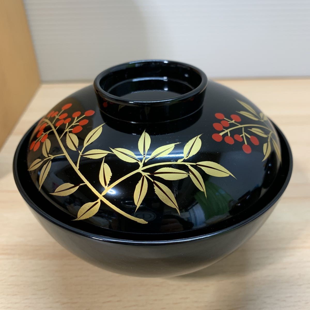 平安　象彦　吸物椀　漆器　武蔵野蒔絵　蓋付汁椀　三客 蓋付き椀 3客セット 平安 象彦 吸物椀 漆器 武蔵野蒔絵 蓋付