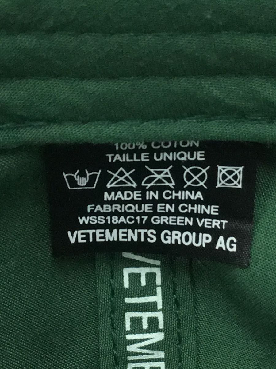 VETEMENTS◆18SS/Logo 6-Panel Cap/キャップ/-/コットン/グリーン Logo Vetements VETEMENTS Limited Edition Park