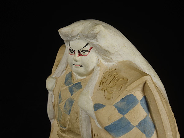 加】1363e 博多人形 小島与一 (與一) 作 鏡獅子 / 能楽 土人形(日本