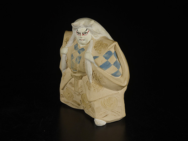 加】1363e 博多人形 小島与一 (與一) 作 鏡獅子 / 能楽 土人形(日本