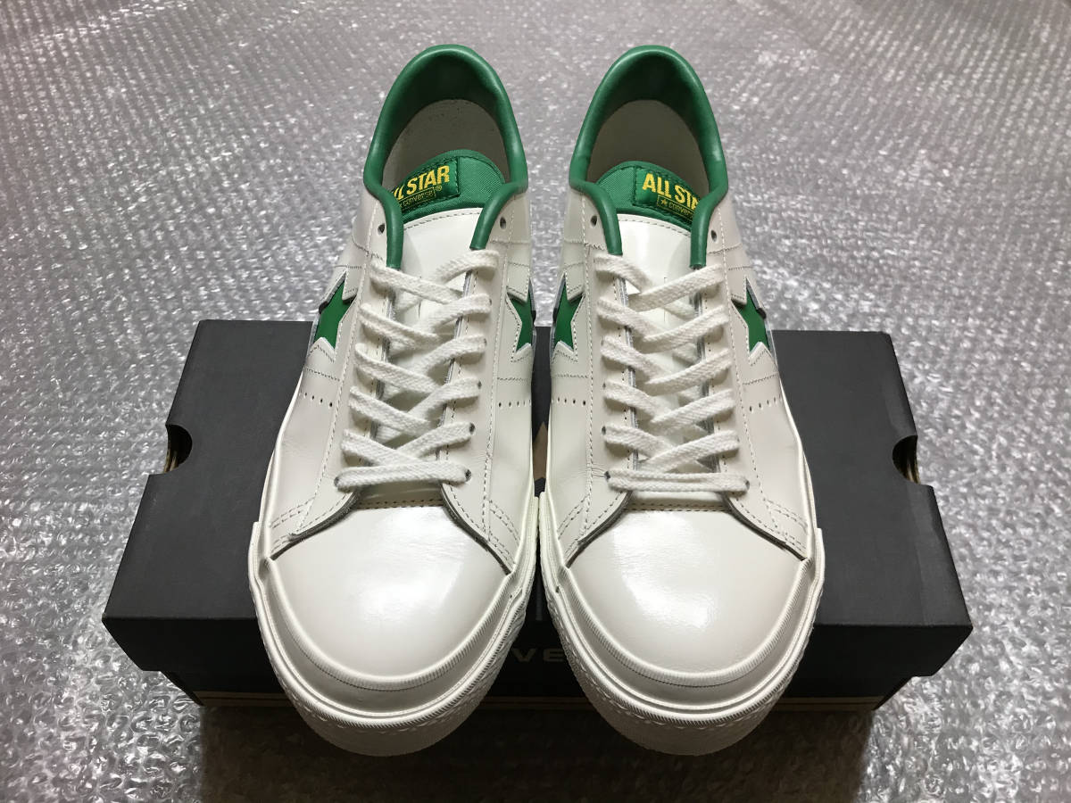 ☆US9.5☆日本製☆CONVERSE ONE STAR☆ホワイト/グリーン☆白/緑