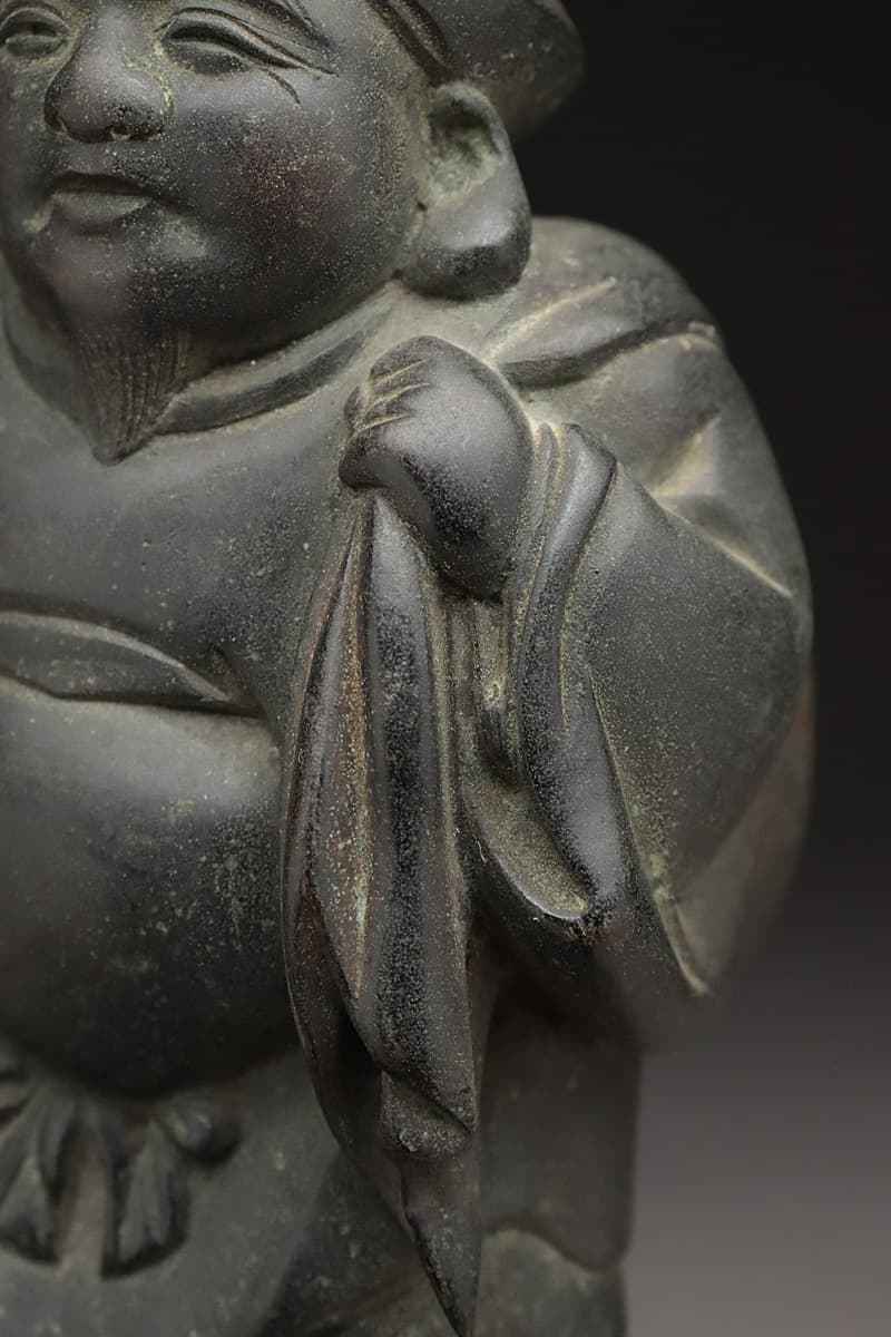 CX780 時代物【時代金工 信安 作】銅製「大黒天像」高19.7cm 重1.5kg