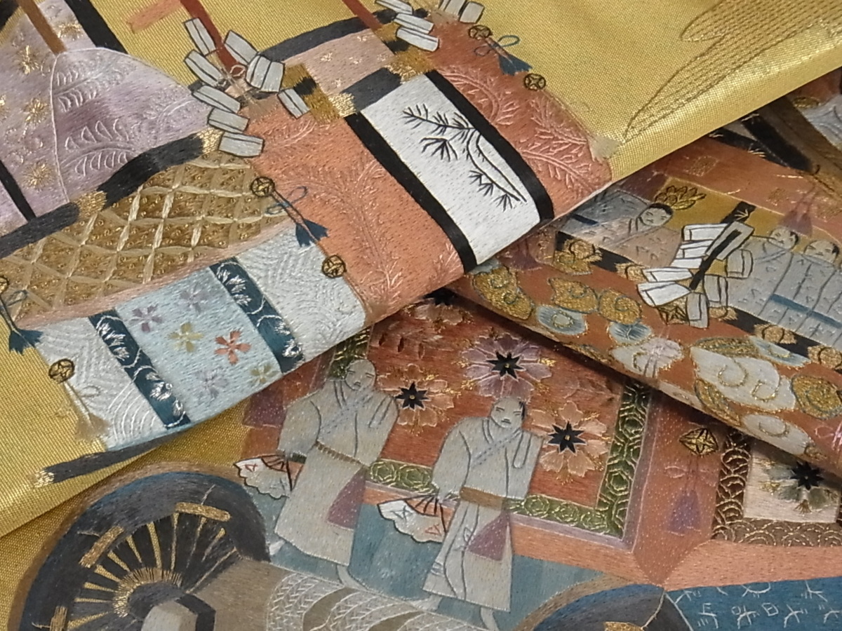 着物屋こころ□太鼓柄袋帯 蘇州刺繍 祇園祭 金糸 正絹 逸品 sx4779 平和屋