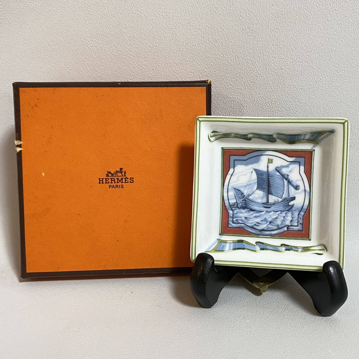 HERMES エルメス PATHWORK パッチワーク ミニプレート 帆船 箱付  
